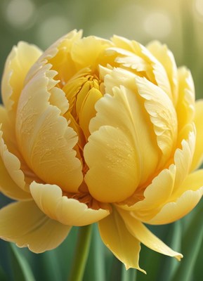 Beautiful yellow tulip blooming in a garden setting