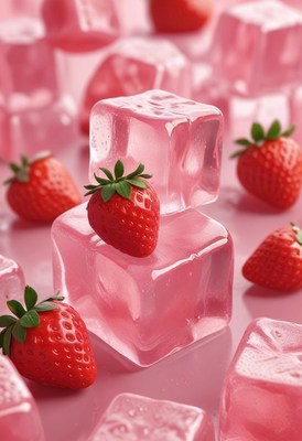 Strawberries and pink ice cubes make a refreshing blend