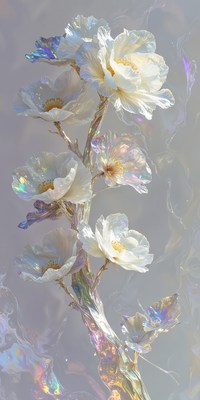 Beautiful white flowers with shimmering petals and stems
