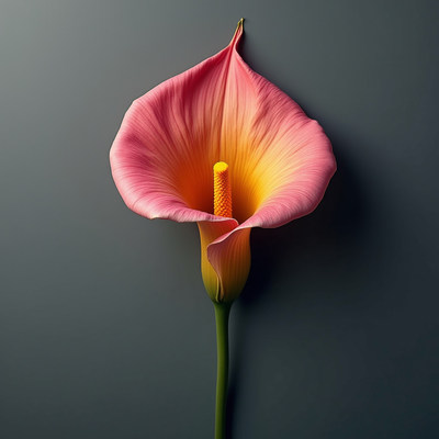 Beautiful pink calla lily against a dark background