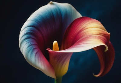 Colorful calla lily blooms with elegant curves and tones