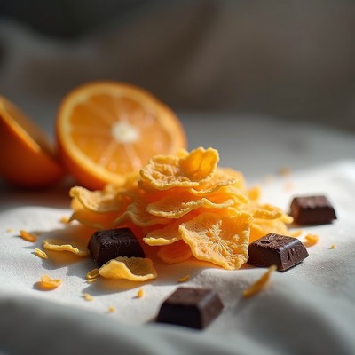 Delicious combination of orange chips and chocolate pieces