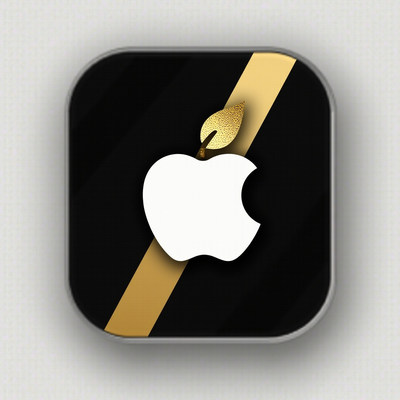 Iconic logo with gold details on black background