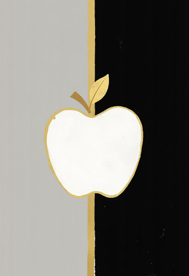 Minimalist apple art on contrasting backgrounds