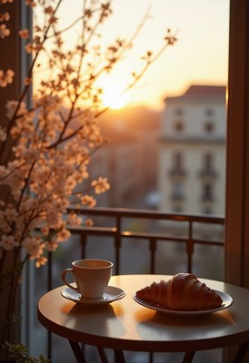 Enjoying breakfast with a view of sunrise