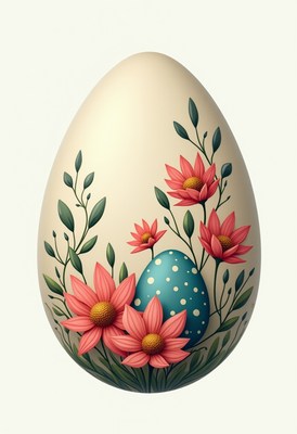 Beautiful floral decorated easter egg design creation