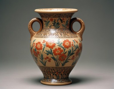 Intricate floral vase crafted with traditional artistry