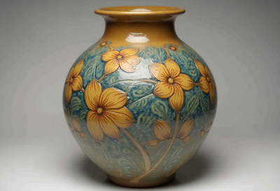 Beautifully crafted vase with floral design and colors