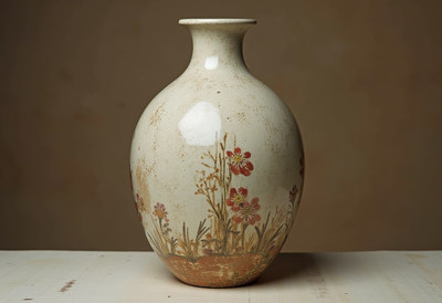 Floral ceramic vase on a neutral background