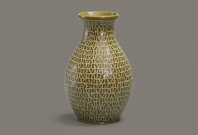 Unique ceramic vase with intricate patterns on display