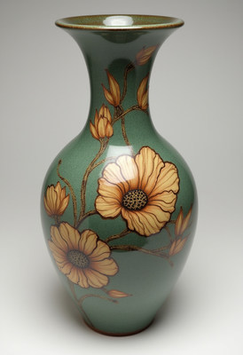 Floral ceramic vase on a light background