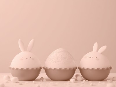 Cute bunny cake pops arranged on a soft background