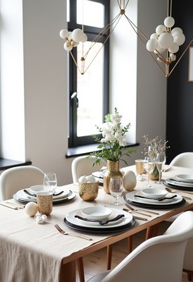 Elegant dining table setup for a modern celebration
