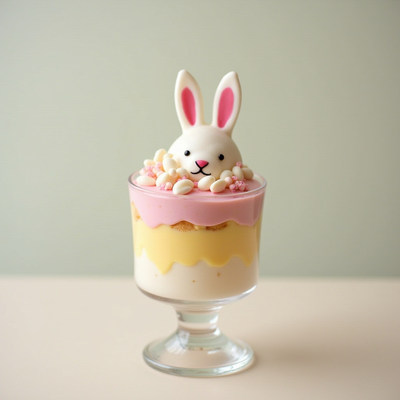Delightful bunny dessert in a glass for celebrations