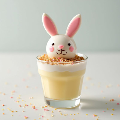 Cute bunny dessert served in a glass cup