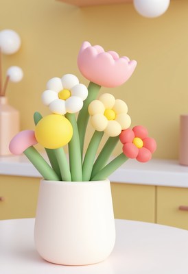 Colorful flower arrangement in a modern interior setting