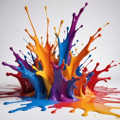 Vivid paint splashes create dynamic color explosion
