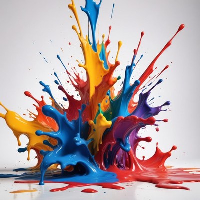 Creative splashes of vibrant paint in dynamic explosion