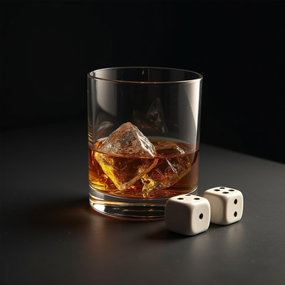 Enjoying a drink and rolling dice on a table