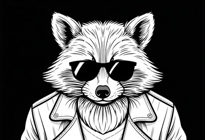 Cool raccoon wearing sunglasses in a stylish pose