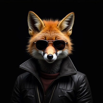 Cool fox character wearing sunglasses in stylish jacket