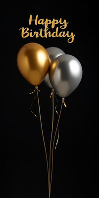 Birthday celebration balloons with festive colors