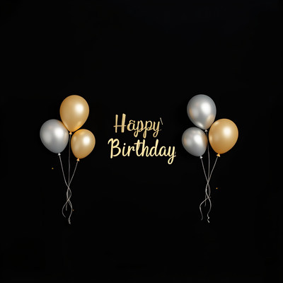 Golden and silver balloons decorate a birthday celebration