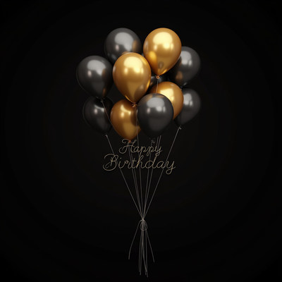 Beautiful black and gold birthday balloons for celebration