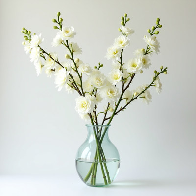 Elegant white flowers arranged in a simple vase