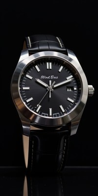 Elegant black analog watch with fine craftsmanship