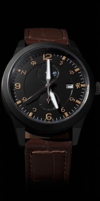 Black watch with brown leather strap for daily wear