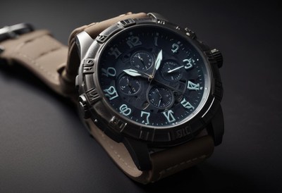 Luxury watch on a dark surface with focus on details