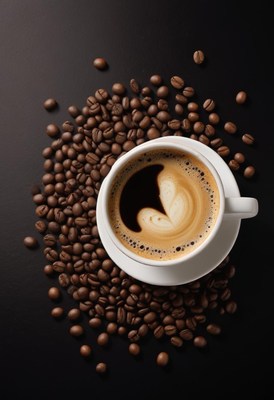 Latte art with beans in a cozy spot