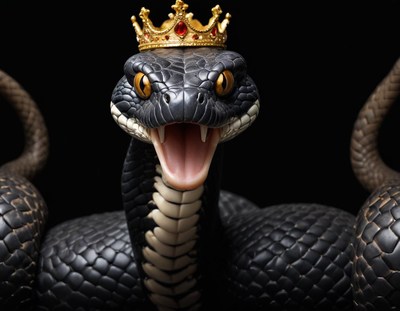 King snake adorned with a crown exudes majesty