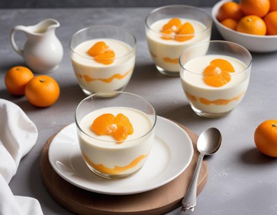 Delicious creamy dessert with mandarin orange segments