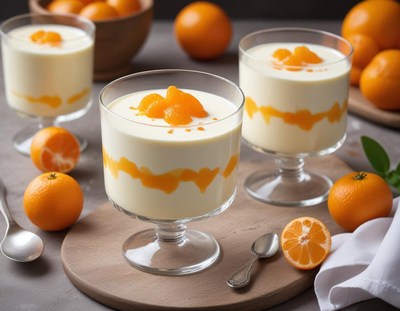 Delicious orange dessert served in elegant glasses