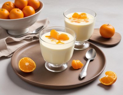 Delicious orange dessert served with fresh mandarins