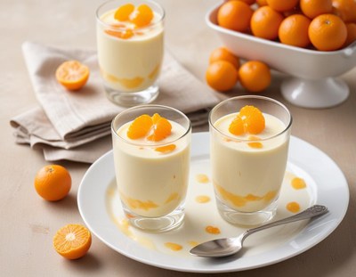 Delicious dessert with citrus flavors in elegant glasses