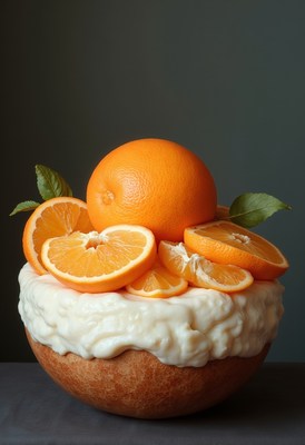 Fresh orange dessert served in a rustic bowl