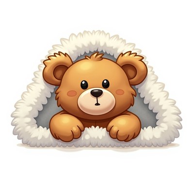 Cute bear peeking out from cozy blanket
