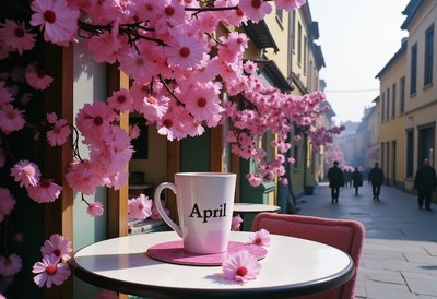 Spring blooms and coffee in a charming street