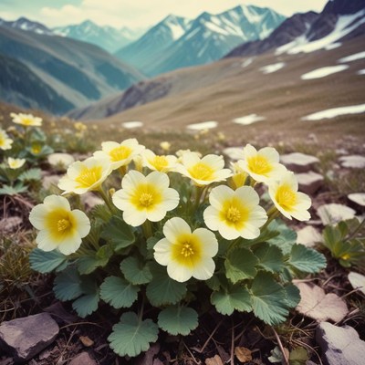 Stunning yellow flowers blooming in a mountain valley