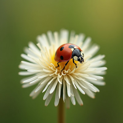 Close-up of ladybug on white flower in the garden