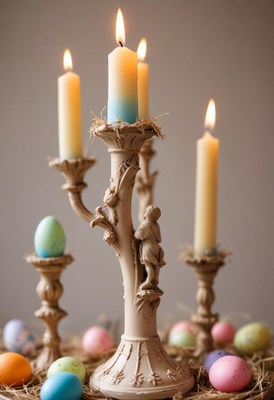 Pastel egg candle holder for spring decor