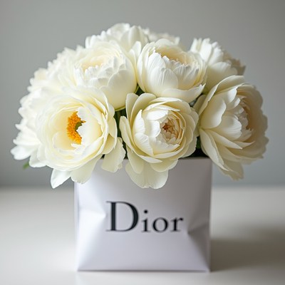 Elegant white flowers in a stylish decorative vase