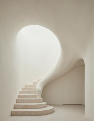 Modern staircase with unique design in bright space