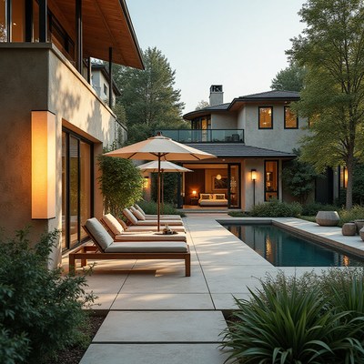 Luxurious backyard retreat with serene swimming pool