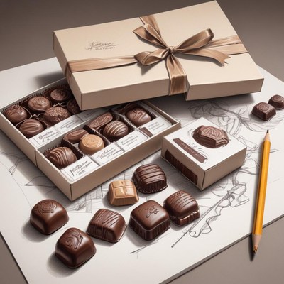 Delicious chocolate assortment in elegant packaging