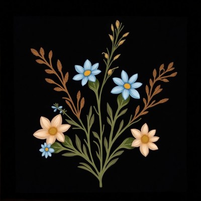 Colorful floral arrangement on a black background