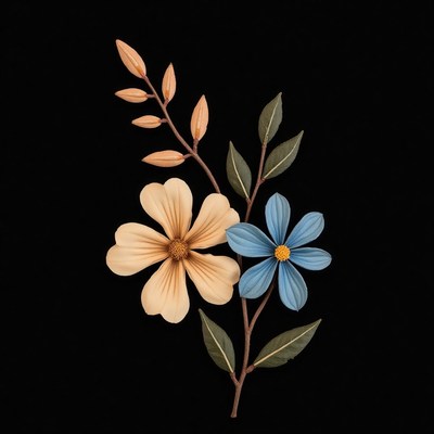 Beautiful floral arrangement with blue and beige flowers